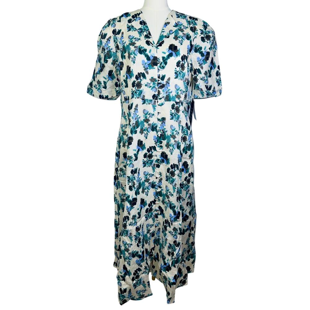 NWT Tuckernuck Budding Bluebell Hadley Blue White Floral Linen Maxi Dress Sz XL